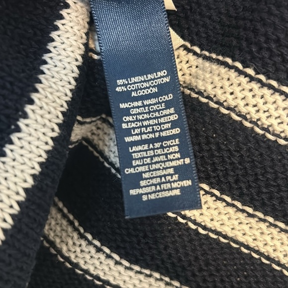 Chaps Denim Striped Navy and White Knit Sweater, Large - Picture 11 of 12